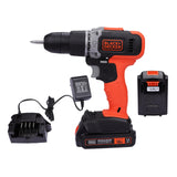 BLACK+DECKER Bcd003C1 18V 10Mm Cordless Variable Speed Hammer Drill Machine With 1X1.5Ah Li-Ion Battery & Led Backlight For Home & Diy Use,1 Year Warranty,Orange&Black