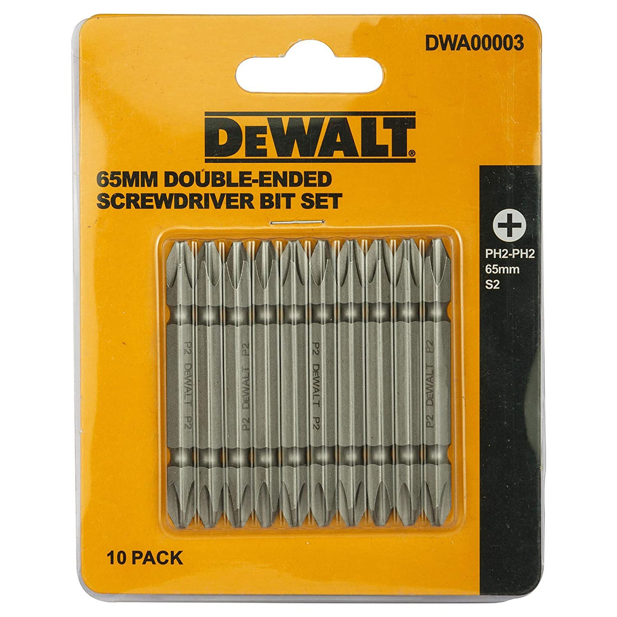 Dewalt DWA00003PRM1 Double Ended PH2 Screwdriver Bit Set 10 Pcs. (65 mm) (100 Pieces Box)