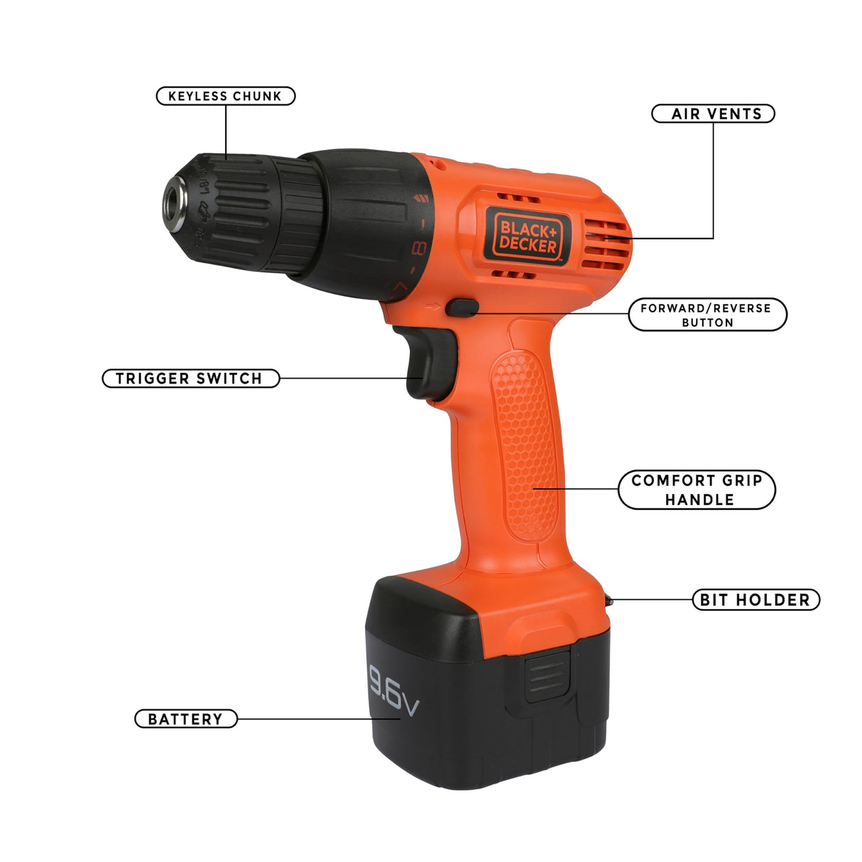 BLACK+DECKER CD121K50 12V 10mm 1.3 Ah Li-ion Cordless Drill Machine Driver with Multi-Torque Clutch, Keyless Chuck & 50 Accessories Kitbox for Wood, Metal & Concrete, 1 Year Warranty, ORANGE & BLACK