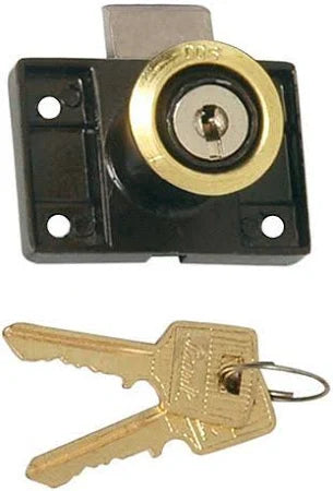 Lock with a key on a white background