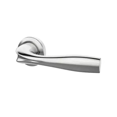 Chrome door handle on a white background