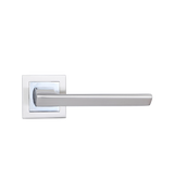 Modern door handle with square rose on a white background