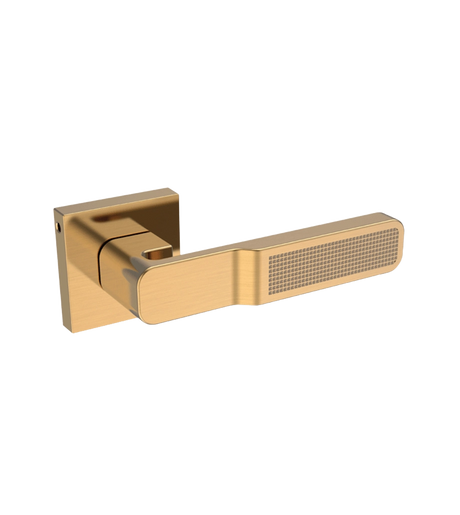 Gold door handle on a white background