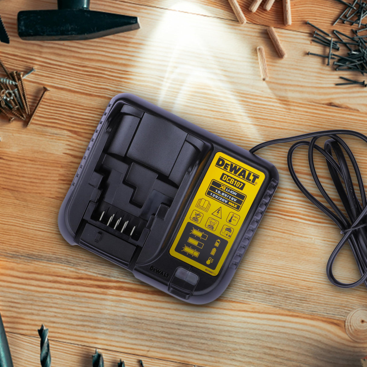 DEWALT DCB107-B1 Multi Voltage XR Compact Charger for charging DEWALT Li-ion Batteries