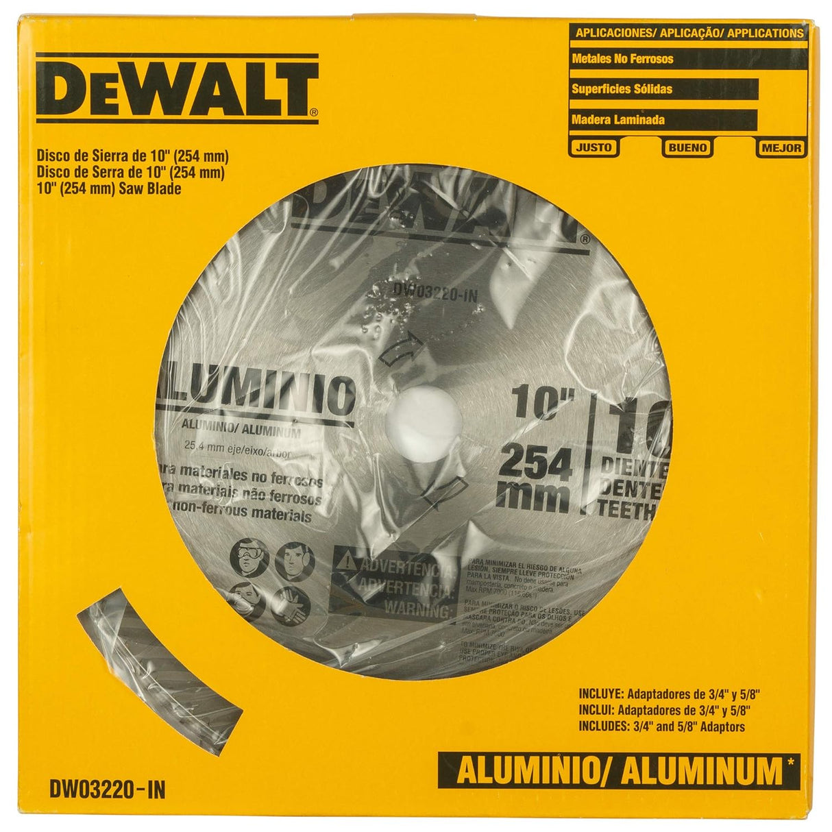 DEWALT DW03220 10" 100T Circular Saw Blade for cutting Aluminium