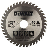 DEWALT DW03410 110mm 40T TCT Circular Saw Blade for cutting MDF Plywood and Laminated Wood