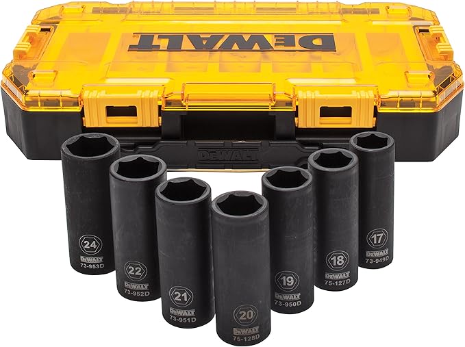 DeWalt 7-Pc 1/2" Deep Impact Socket Set ToughBox