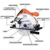 BLACK+DECKER CS1500 1500W 7''/185mm Corded Electric Wood Cutting Circular Saw with 2X 36T TCT Blades for Home & DIY Use