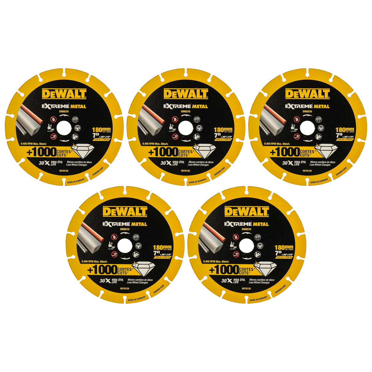 DEWALT DW8570-IN 7'' Extreme Diamond Edge Cutoff Wheel-30x Life (5 pieces box)