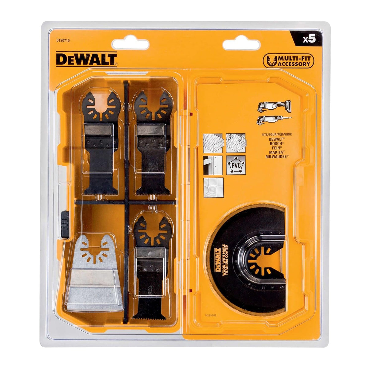 DEWALT DT20715-QZ Oscillating Multitool Blade Accessory Set 5 pieces