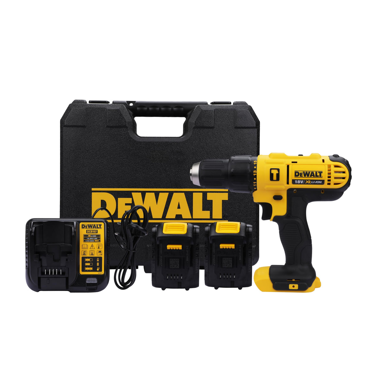 DEWALT DCD776S2 18V 13mm XR Lithium-Ion Cordless Hammer Drill Machine/Driver with 2x1.5 Ah Batteries included