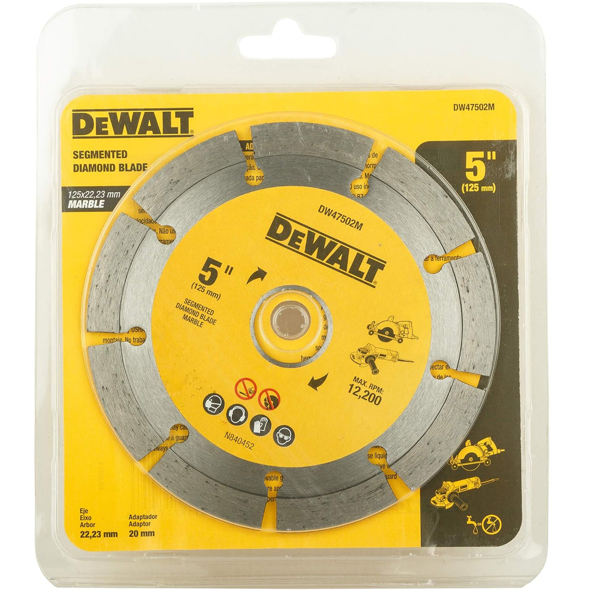 DEWALT DW47502M-IN 5" 125mm Marble Cutting Blades (Black & Yellow)