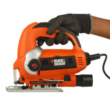 BLACK+DECKER KS900EKX 600W Corded Variable Speed Slightline Autoselect Pendulum Jigsaw with Kitbox