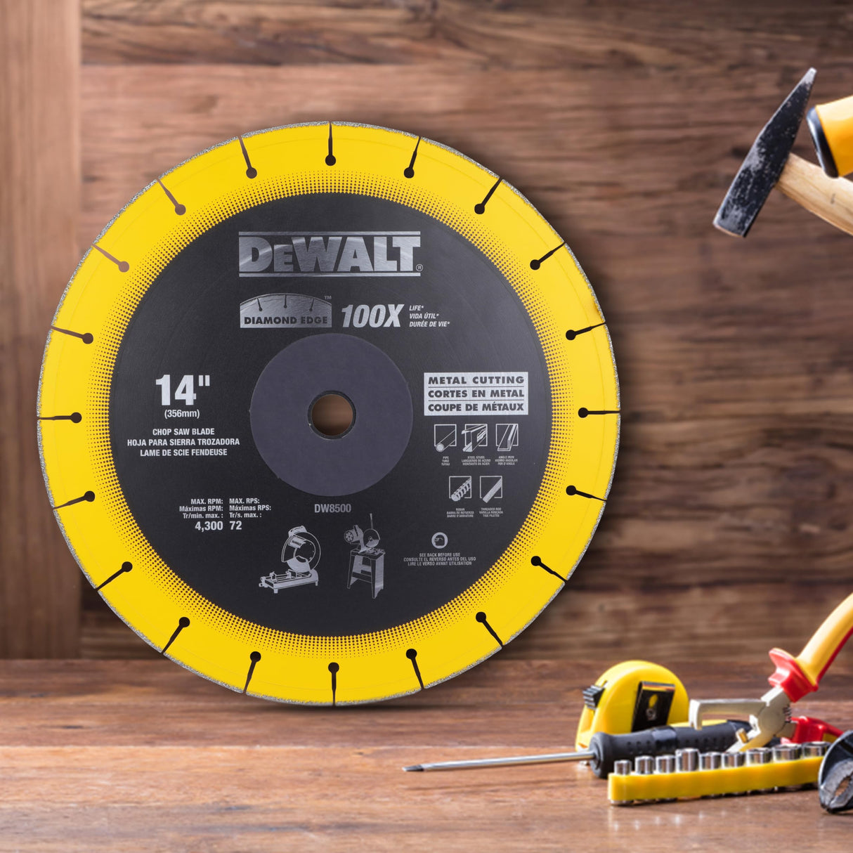 DEWALT DW8500 14-Inch (355mmx4.00mm) Diamond Edge Chopsaw Blade-100x Life v/s Standard Blades