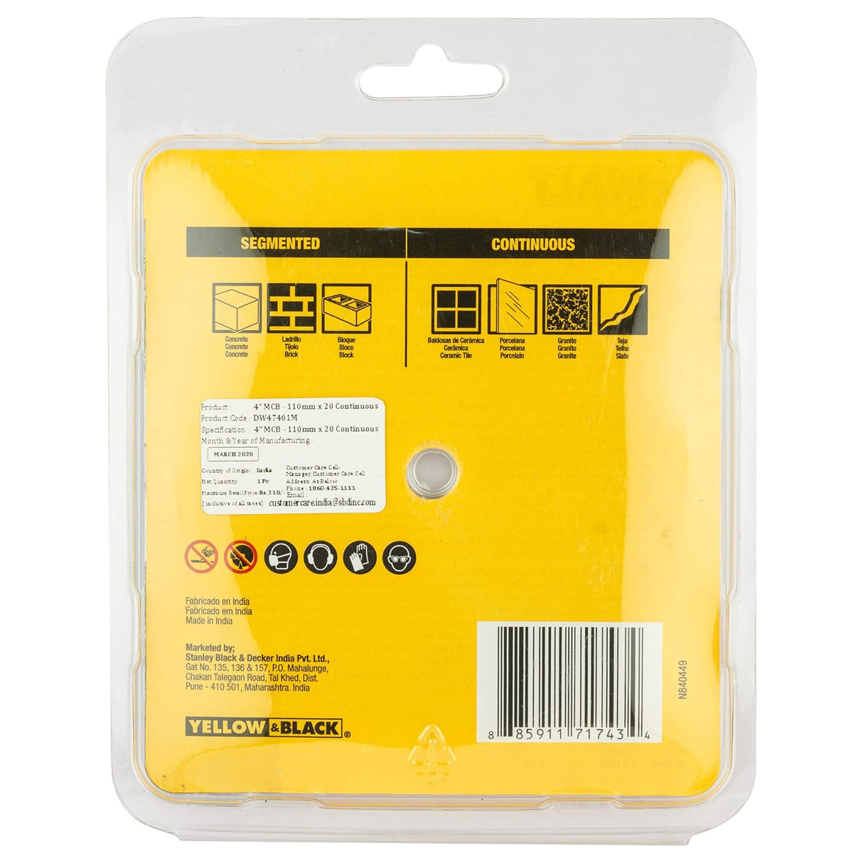 DEWALT DW47401M-IN 4''/100 mm Continuous Diamond Marble Cutting Blade