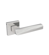 Silver door handle on a white background