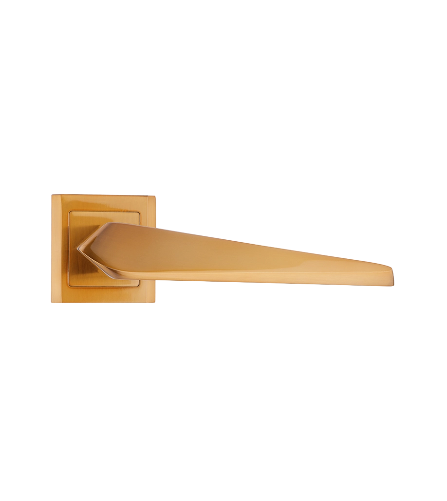 Gold door handle on a white background