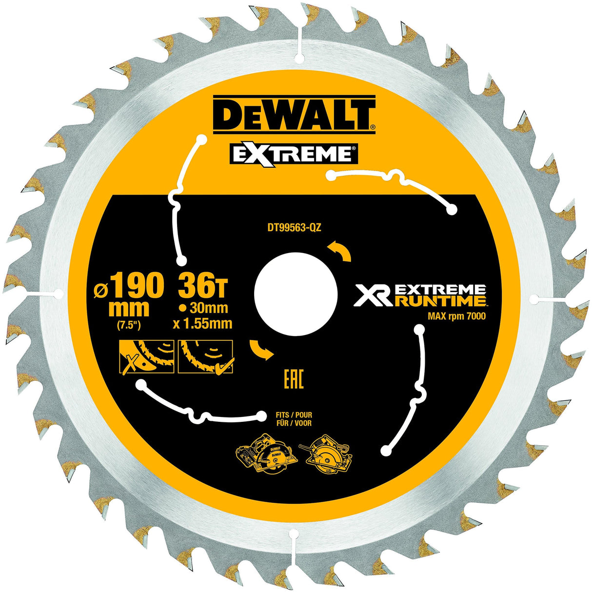 Dewalt XR Extreme Runtime DT99563-QZ Hand Circular Saw Blade 190/30mm 36WZ/FZ