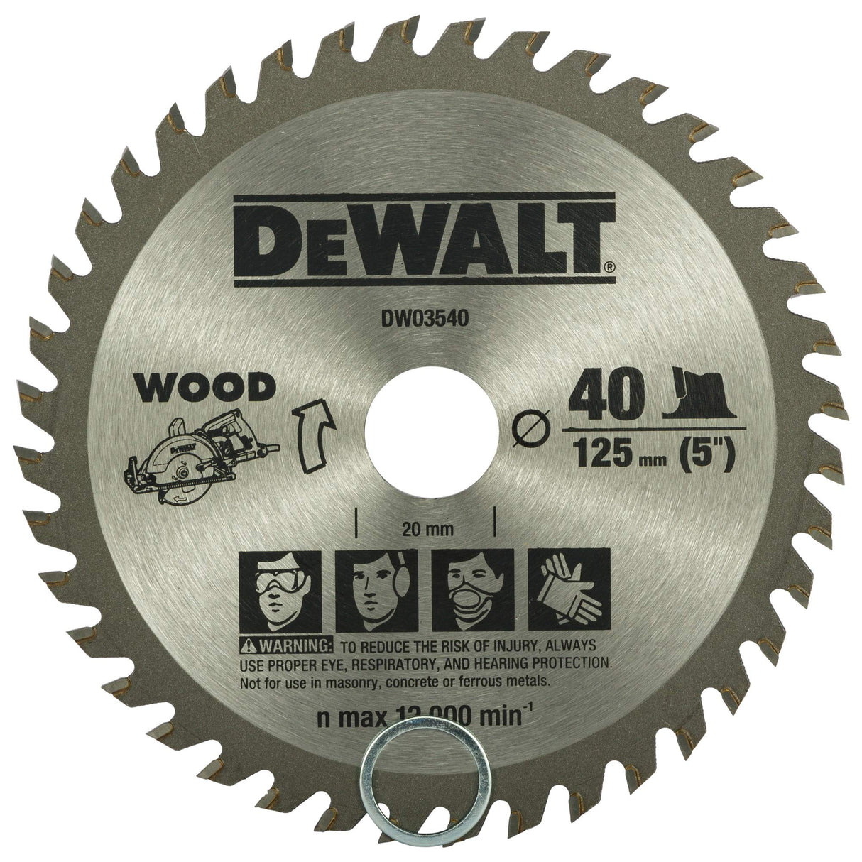 DEWALT DW03540 125mm 40T TCT Circular Saw Blade for cutting MDFPlywood and Laminated Wood