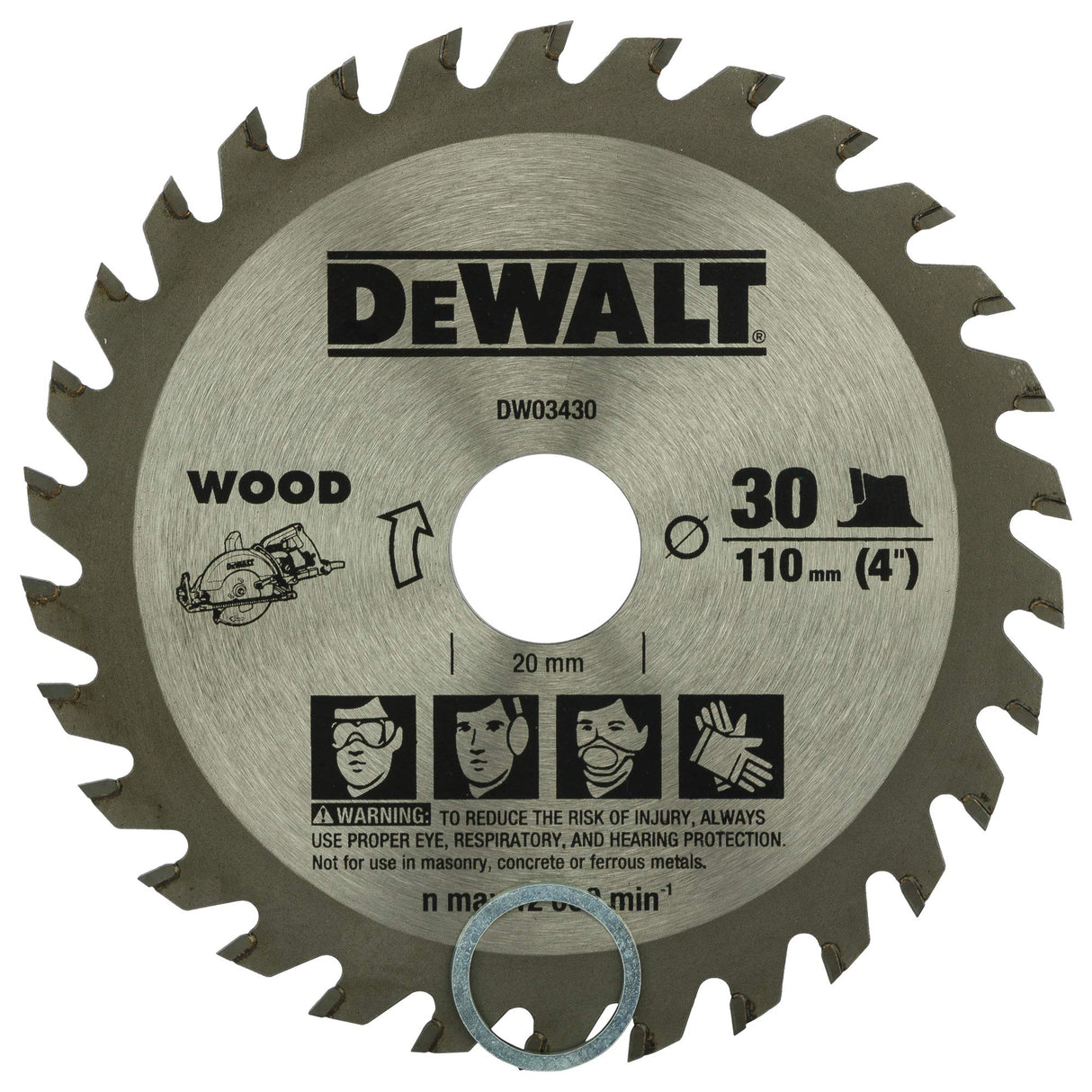 DEWALT DW03430 4'' 30T TCT Woodworking Saw Blade- for MDFParticle boards Laminated boards