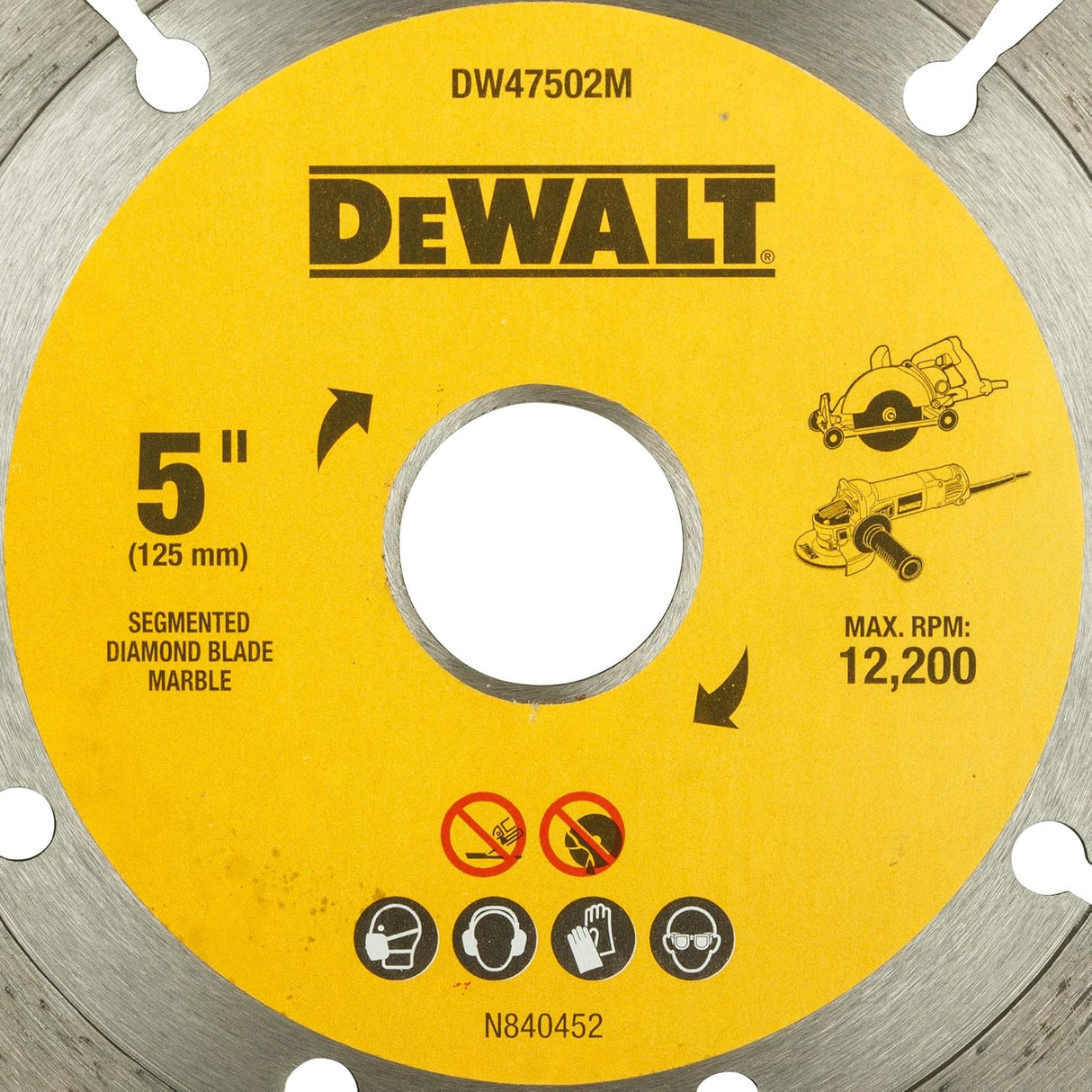 DEWALT DW47502M-IN 5" 125mm Marble Cutting Blades (Black & Yellow)