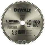 DEWALT DW03220 10" 100T Circular Saw Blade for cutting Aluminium