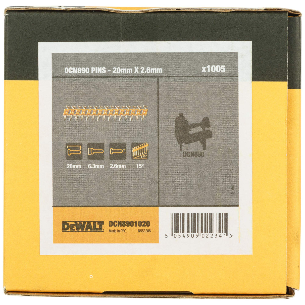 DEWALT DCN8901020 Standard Nails -Pack of 1005 Pcs. (20 mm x 2.6 mm)