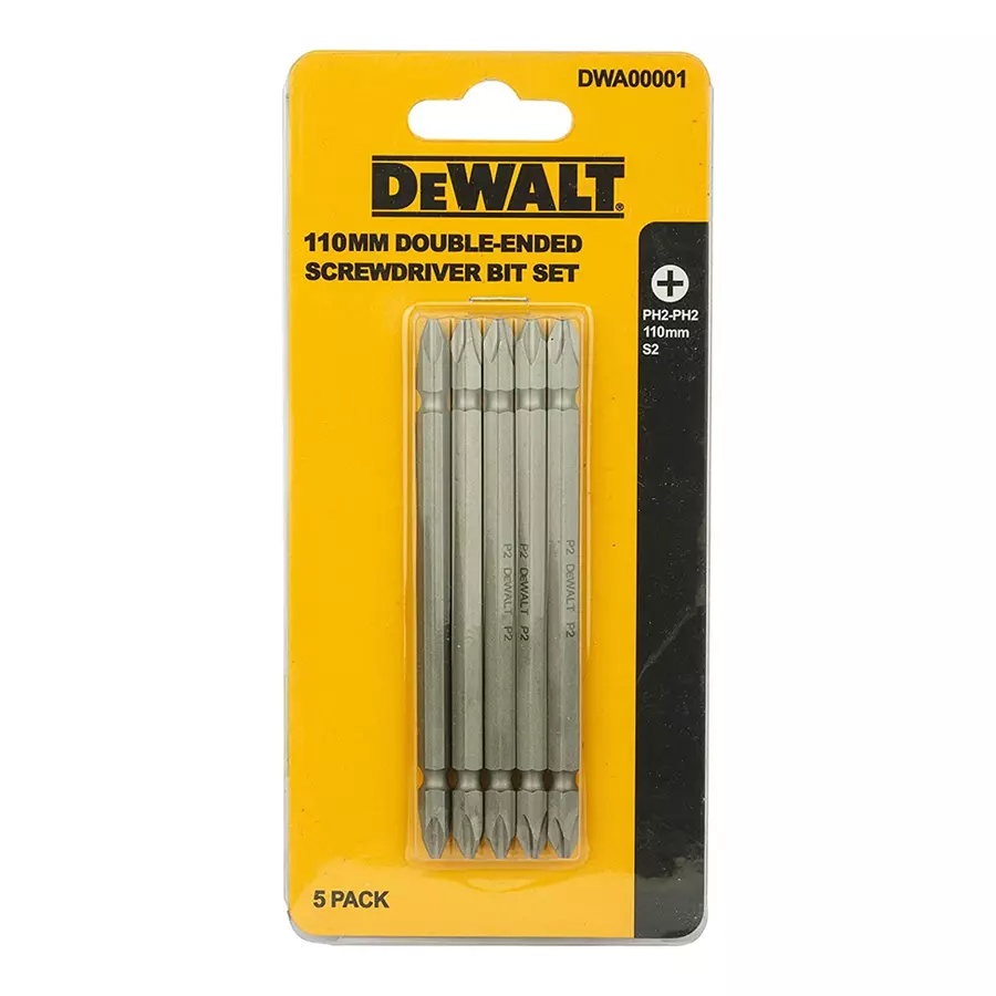 Dewalt Magnetic 110mm PH2-PH2 D-end S2 BITS SET DW00001M-IN (Pack of 5)