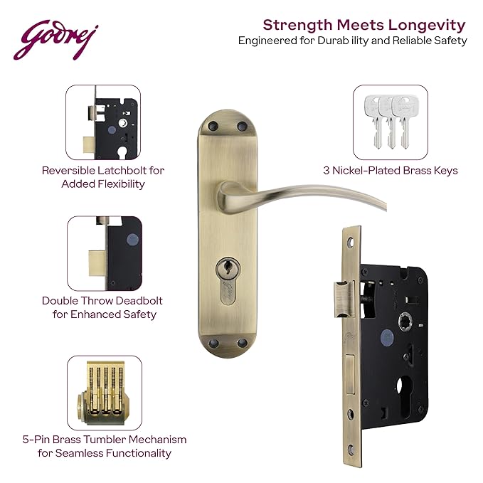 BM 02 175mm Door Handle Set 2C Antique Brass [2857]