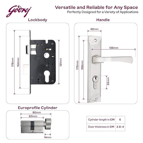 Godrej BM 04 175 mm Door Handle Set 2C