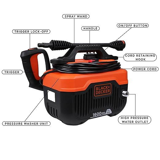 BLACK+DECKER BEPW1600H-IN 1600PSI Pressure Washer