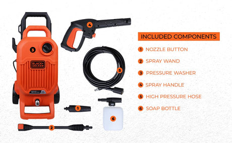 BLACK+DECKER BEPW1800T 1500W 1810PSI Pressure Washer