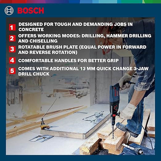 Bosch GBH 2‑26 DRE 800W 26mm SDS+ Rotary Hammer - Tools Warehouse