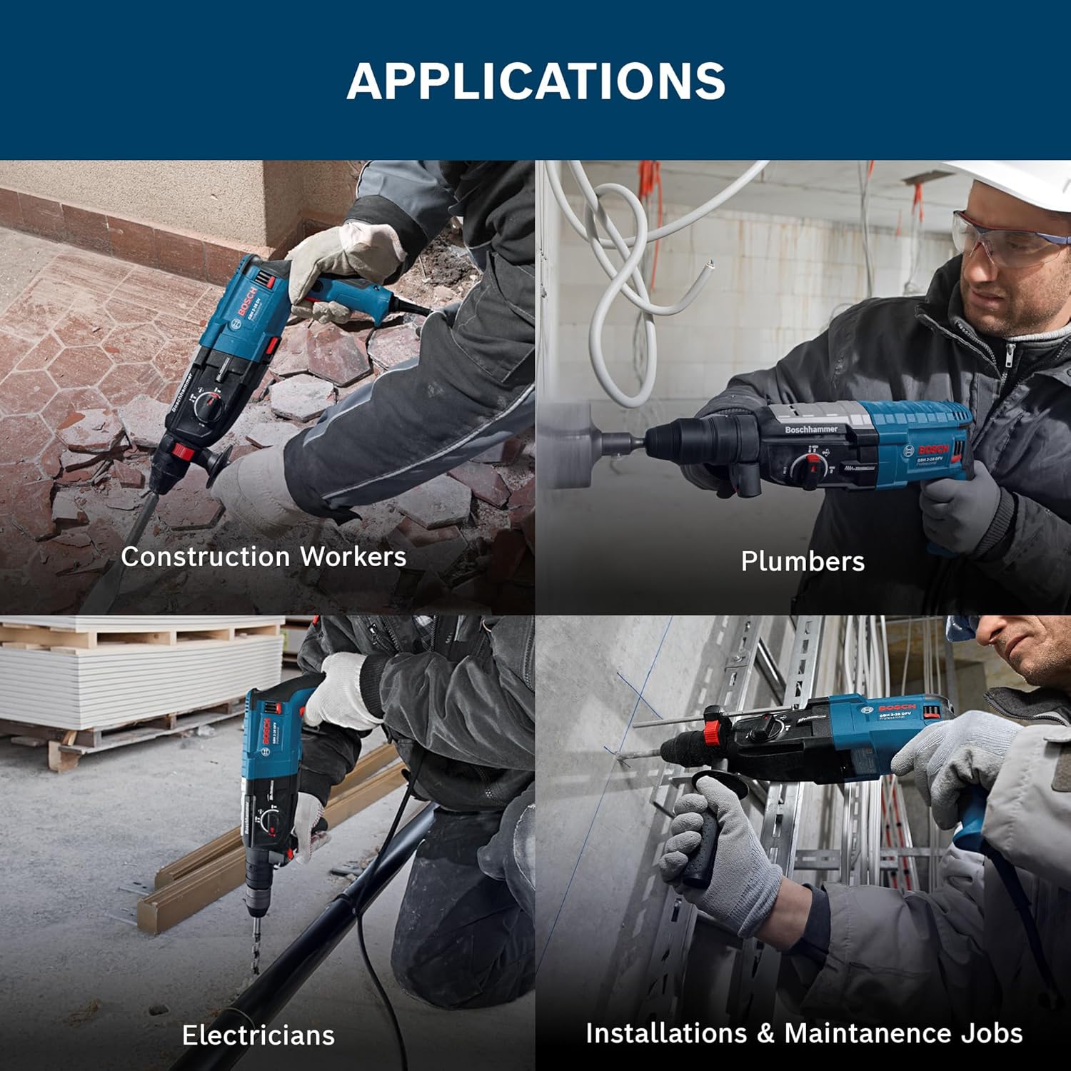 Bosch GBH 2‑28 DV 850W 28mm SDS+ Rotary Hammer - Tools Warehouse