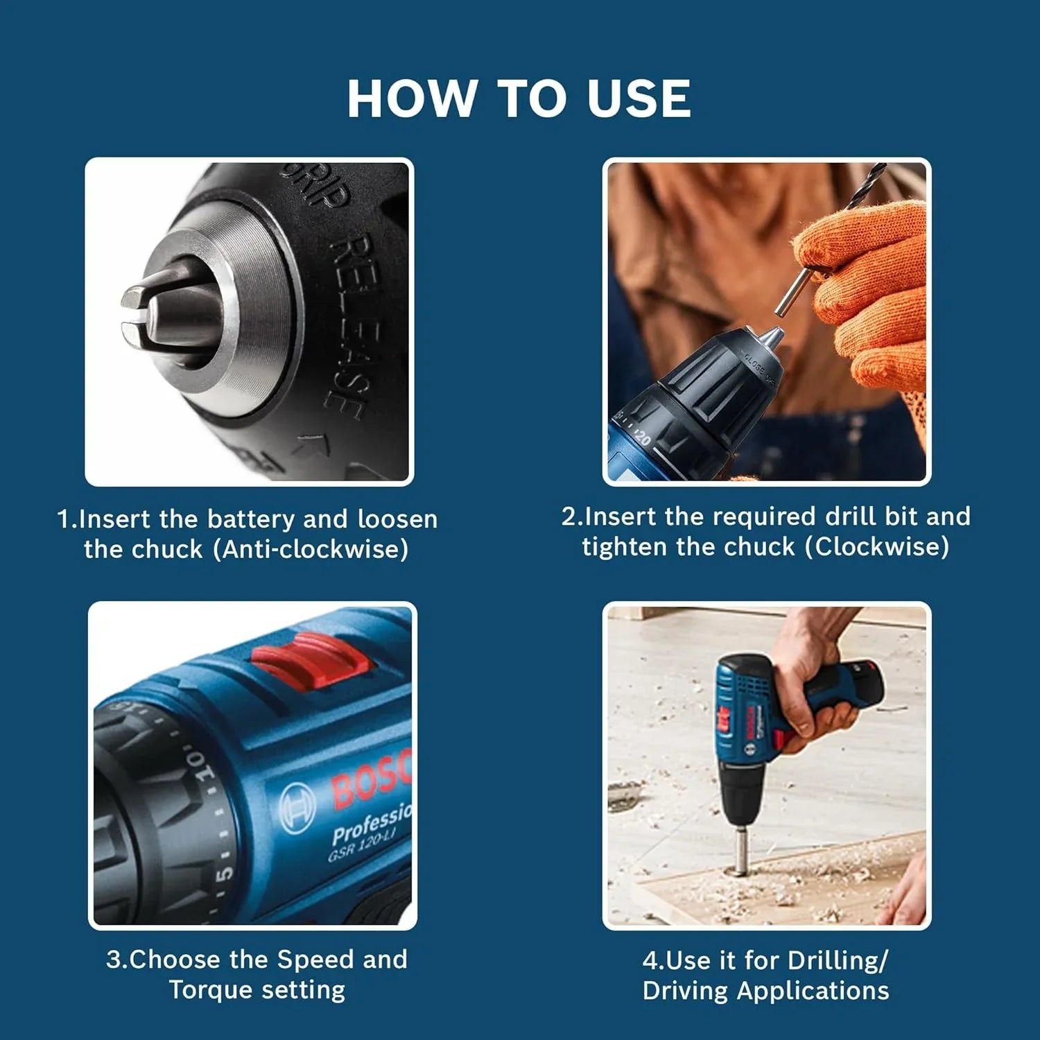 Bosch GSR 120‑LI Cordless Drill Driver Kit Pro - Tools Warehouse