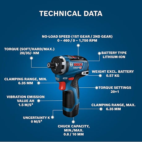Bosch GSR 12V‑35 HX Heavy Duty Cordless Screwdriver - Tools Warehouse