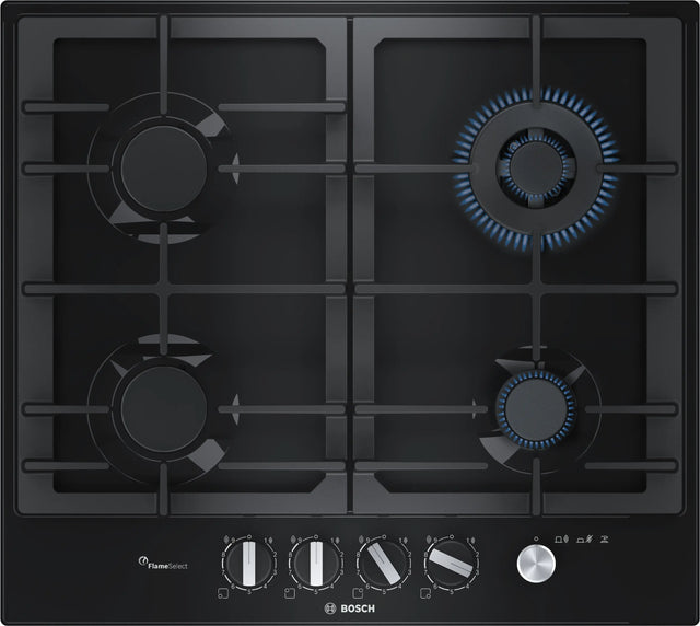 Bosch Black Enamel Gas Cooktop 60cm 4 Burners FlameSelect PCH6A6M90I