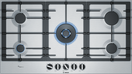 Bosch Stainless Steel Gas Cooktop 90cm 5 Burners FlameSelect PCR9A5B90I