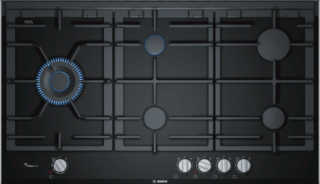 Bosch Black Ceramic Gas Cooktop 90cm 5 Burners FlameSelect PRS9A6D70I