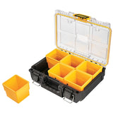 Dewalt Toughsystem 2.0 Half Width Clear Lid Deep Organiser With 6 Removable Deep Cups & 10 Kg Load Capacity