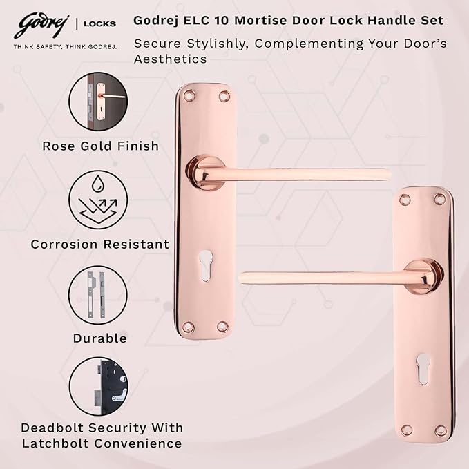 ELC 10 6 Lever Mortise Lock Rose Gold Model 6622