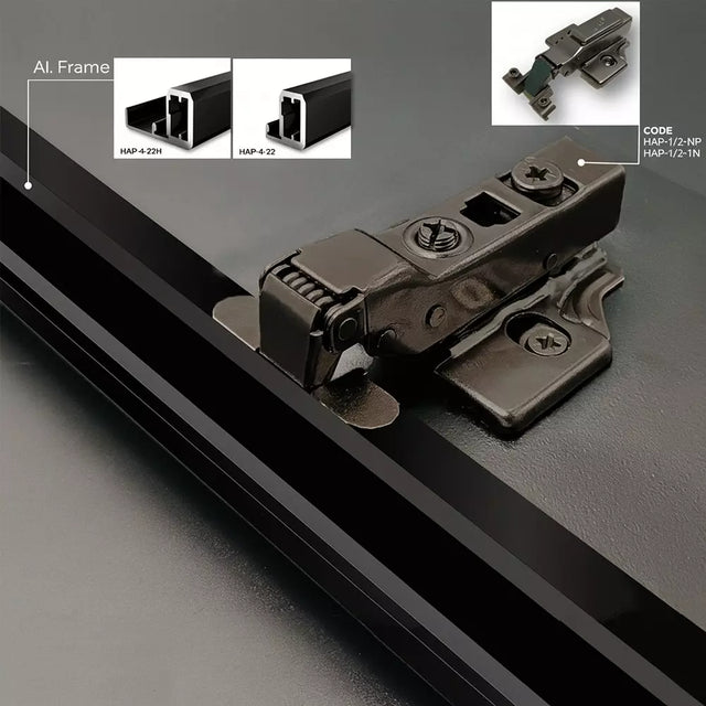 Ebco Aluminium Profile 3D Hinge Linear Mount Plate Titanium Finish – (Set of 2)