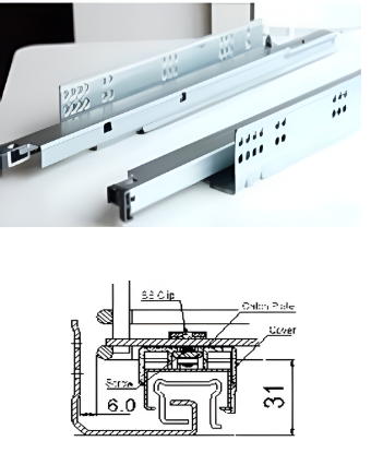 Ebco Concealed Drawer Slide – Slim 2  for Kitchen Basket (w/o Facia Bracket)