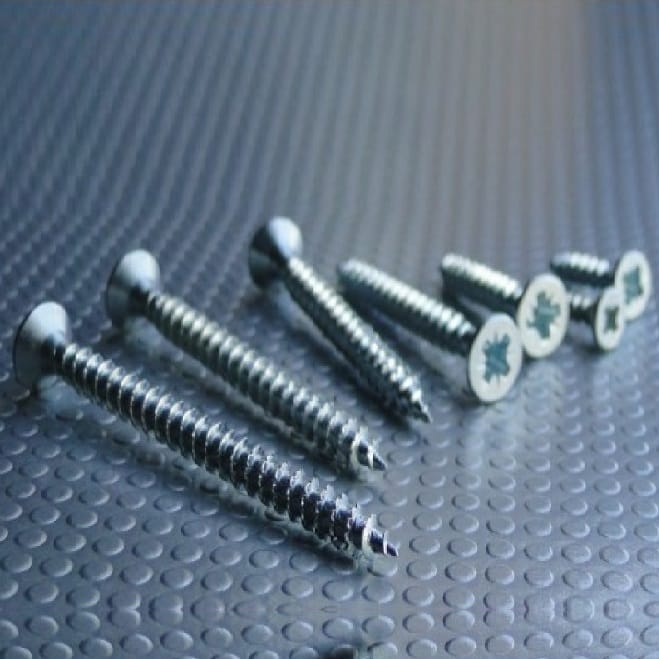 Ebco Pozi Recess CSK Head Screw with SAW-THREAD - Zinc Plated White