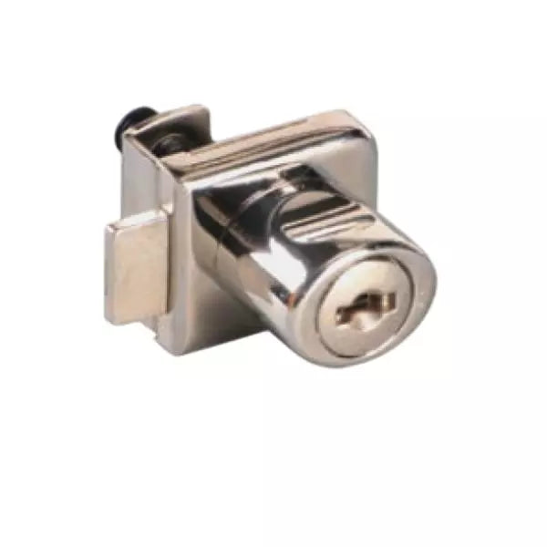 Ebco Single Glass Door Lock - Nickel Plated