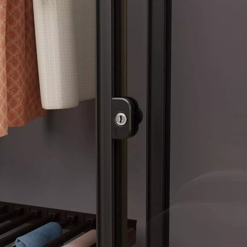 Ebco Walk-in Sliding Push Lock – Glass/Wood, 60 x 30 mm
