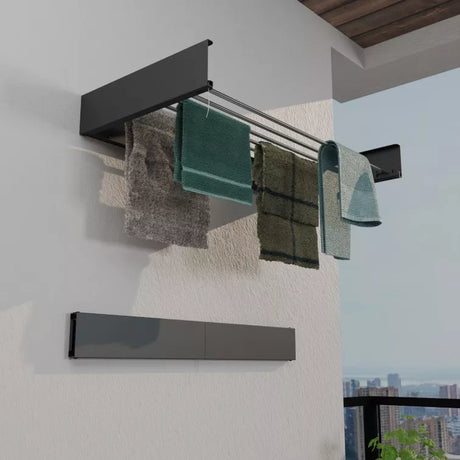 Ebco Wall Mounted Folding Drying Rack - 800 x 400, Anthracite