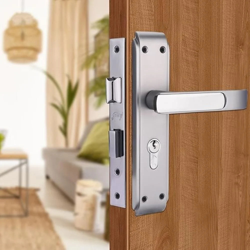 GLORIA 200mm Door Handle Set 1CK with Victor Cylinder – Satin Steel (3130)