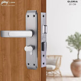 GLORIA 200mm Door Handle Set 1CK with Victor Cylinder – Satin Steel (3130)