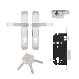 GLORIA 240mm Door Handle Set 1CK with Victor Cylinder – Satin Steel (3126)